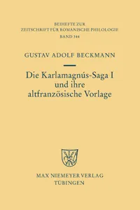 Die Karlamagnús-Saga I und ihre altfranzösische Vorlage_cover