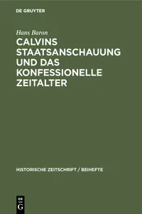 Calvins Staatsanschauung und das konfessionelle Zeitalter_cover