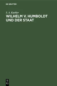 Wilhelm v. Humboldt und der Staat_cover