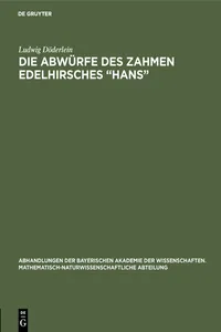 Die Abwürfe des zahmen Edelhirsches "Hans"_cover