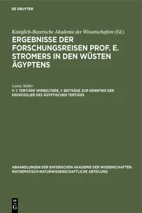 Tertiäre Wirbeltiere, 1: Beiträge zur Kenntnis der Krokodilier des ägyptischen Tertiärs_cover