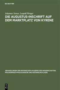 Die Augustus-Inschrift auf dem Marktplatz von Kyrene_cover