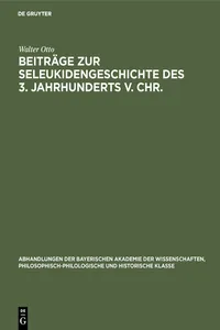 Beiträge zur Seleukidengeschichte des 3. Jahrhunderts v. Chr._cover