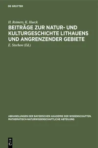 Beiträge zur Natur- und Kulturgeschichte Lithauens und angrenzender Gebiete_cover