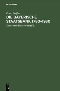 Die Bayerische Staatsbank 1780–1930_cover