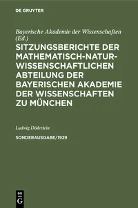 Sitzungsberichte der Mathematisch-Naturwissenschaftlichen Abteilung der Bayerischen Akademie der Wissenschaften zu München. Sonderausg. 1/1929_cover