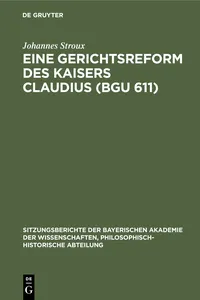 Eine Gerichtsreform des Kaisers Claudius_cover