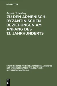 Zu den armenisch-byzantinischen Beziehungen am Anfang des 13. Jahrhunderts_cover