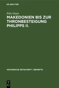 Makedonien bis zur Thronbesteigung Philipps II._cover