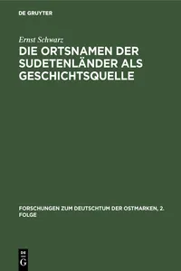 Die Ortsnamen der Sudetenländer als Geschichtsquelle_cover