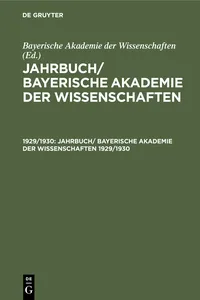 Jahrbuch/ Bayerische Akademie der Wissenschaften. 1929/1930_cover