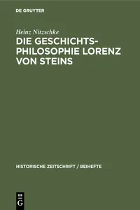 Die Geschichtsphilosophie Lorenz von Steins_cover