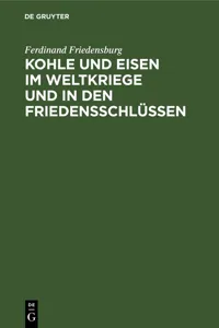 Kohle und Eisen im Weltkriege und in den Friedensschlüssen_cover