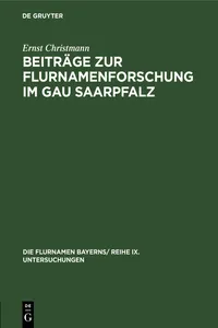 Beiträge zur Flurnamenforschung im Gau Saarpfalz_cover