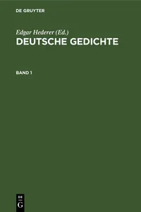 Deutsche Gedichte. Band 1_cover