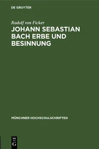 Johann Sebastian Bach Erbe und Besinnung_cover