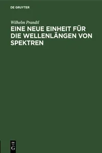 Eine neue Einheit für die Wellenlängen von Spektren_cover