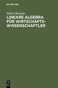 Lineare Algebra für Wirtschaftswissenschaftler_cover