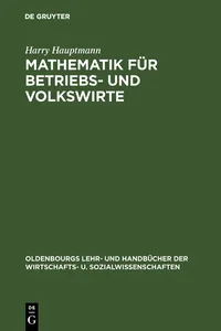 Mathematik für Betriebs- und Volkswirte_cover