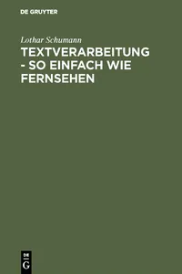 Textverarbeitung - so einfach wie Fernsehen_cover