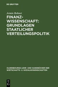 Finanzwissenschaft: Grundlagen staatlicher Verteilungspolitik_cover