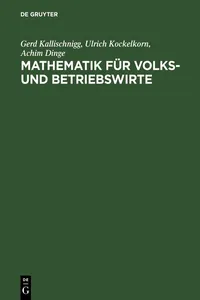 Mathematik für Volks- und Betriebswirte_cover