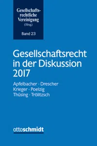 Gesellschaftsrecht in der Diskussion 2017_cover