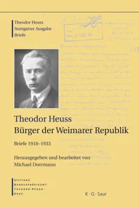 Theodor Heuss, Bürger der Weimarer Republik_cover