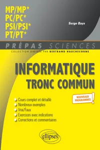 Informatique tronc commun - MP - PC - PSI - PT - Programme 2022_cover