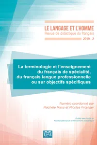 La terminologie et l'enseignement du français de spécialité, du français langue professionnelle ou sur objectifs spécifiques_cover