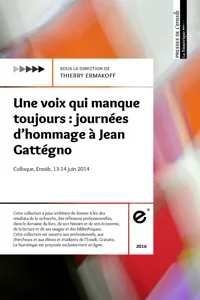 Une voix qui manque toujours : journées d'hommage à Jean Gattégno_cover