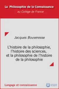 L'histoire de la philosophie, l'histoire des sciences et la philosophie de l'histoire de la philosophie_cover