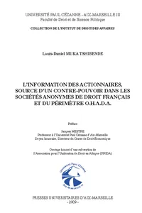 L'information des actionnaires, source d'un contre-pouvoir dans les sociétés anonymes de droit français et du périmètre O.H.A.D.A._cover