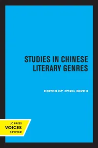 Studies in Chinese Literary Genres_cover
