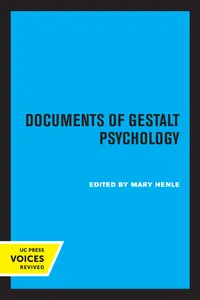 Documents of Gestalt Psychology_cover