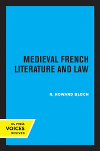 Medieval French Literature and Law_cover