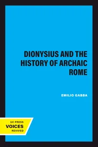Dionysius and The History of Archaic Rome_cover