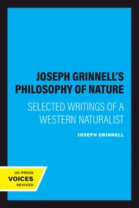 Joseph Grinnell's Philosophy of Nature_cover