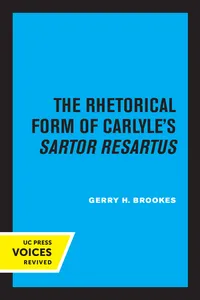 The Rhetorical Form of Carlyle's Sartor Resartus_cover
