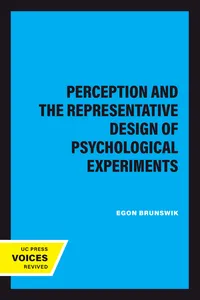 Perception and the Representative Design of Psychological Experiments_cover