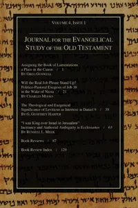 Journal for the Evangelical Study of the Old Testament, 4.1_cover