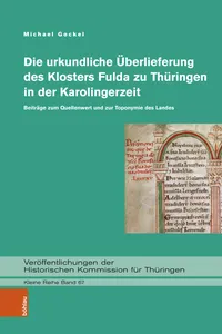 Veröffentlichungen der Historischen Kommission für Thüringen. Kleine Reihe_cover