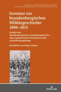 Inventar zur brandenburgischen Militärgeschichte 18061815_cover