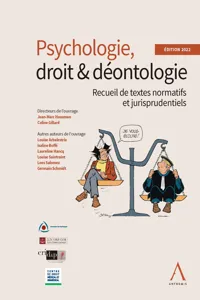 Psychologie, droit & déontologie - Recueil de textes normatifs et jurisprudentiels_cover