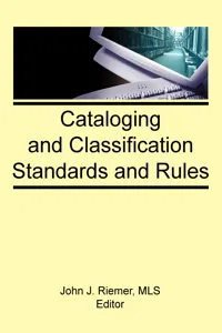Cataloging and Classification Standards and Rules_cover