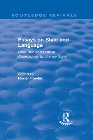 Routledge Revivals: Essays on Style and Language (1966)