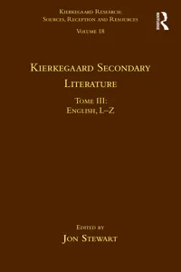 Volume 18, Tome III: Kierkegaard Secondary Literature_cover