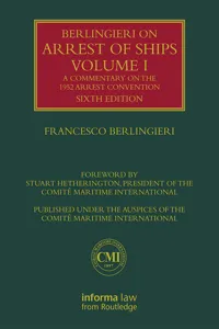 Berlingieri on Arrest of Ships Volume I_cover